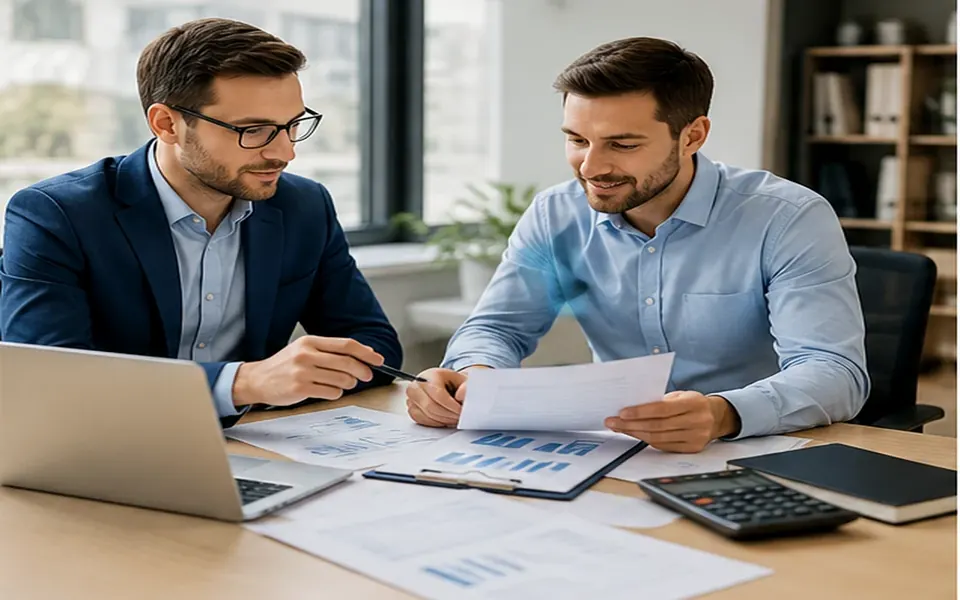 Startup founders and small business owners discussing advisory support